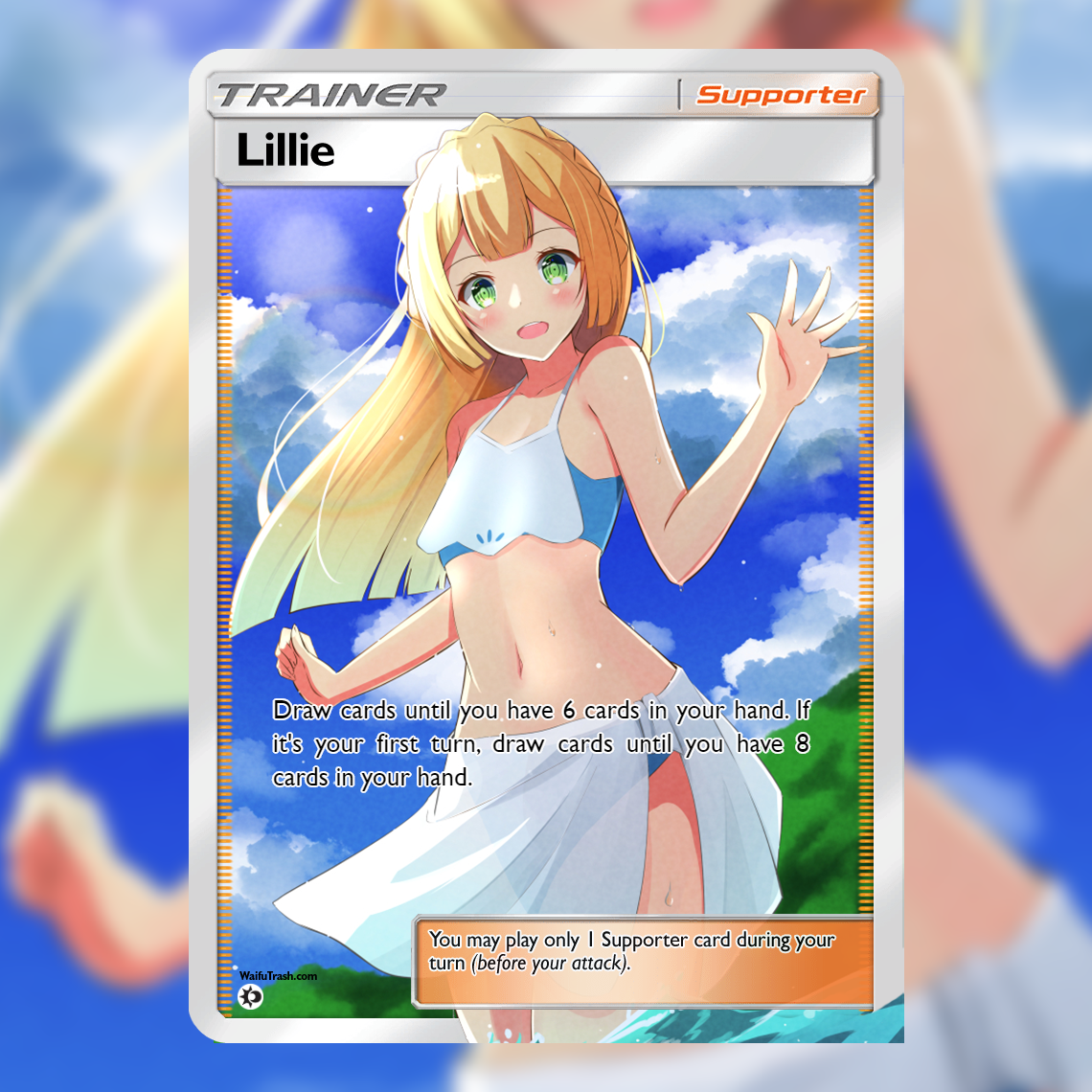Lillie Full Art   Waifu Trading Card Holofoil