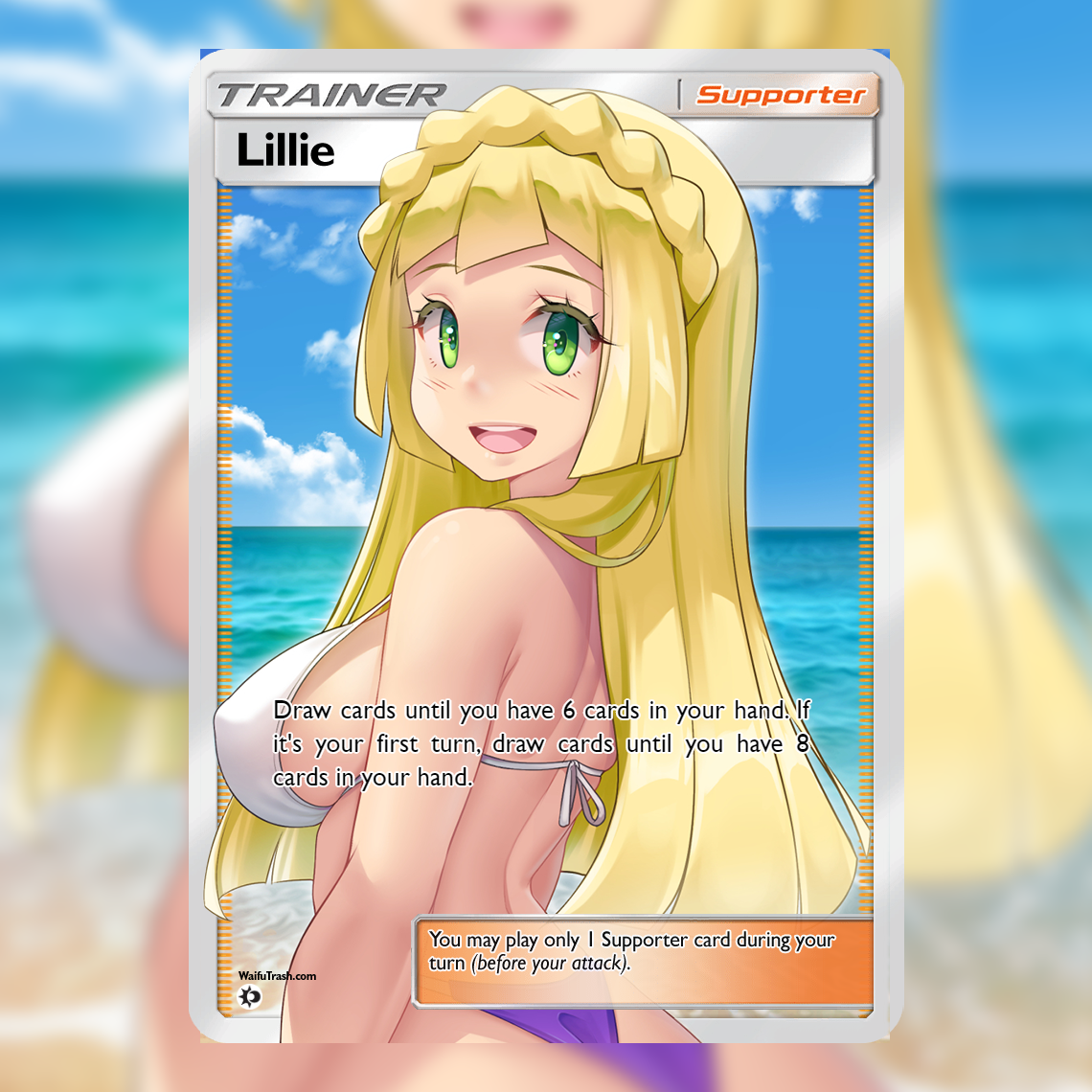 Lillie Full Art   Waifu Trading Card Holofoil