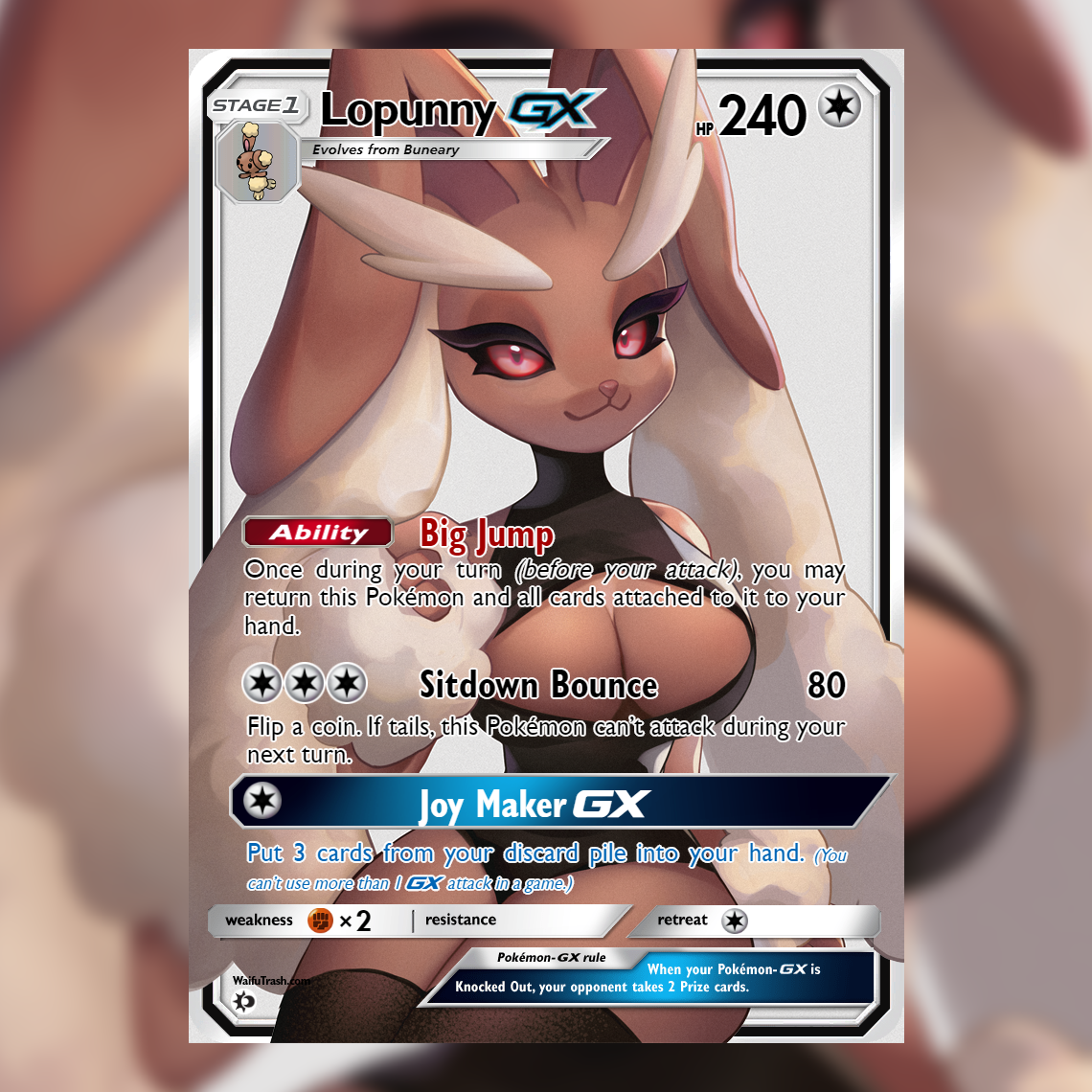 Lopunny VMAX Furry Full Art   Waifu Trading Card Holofoil
