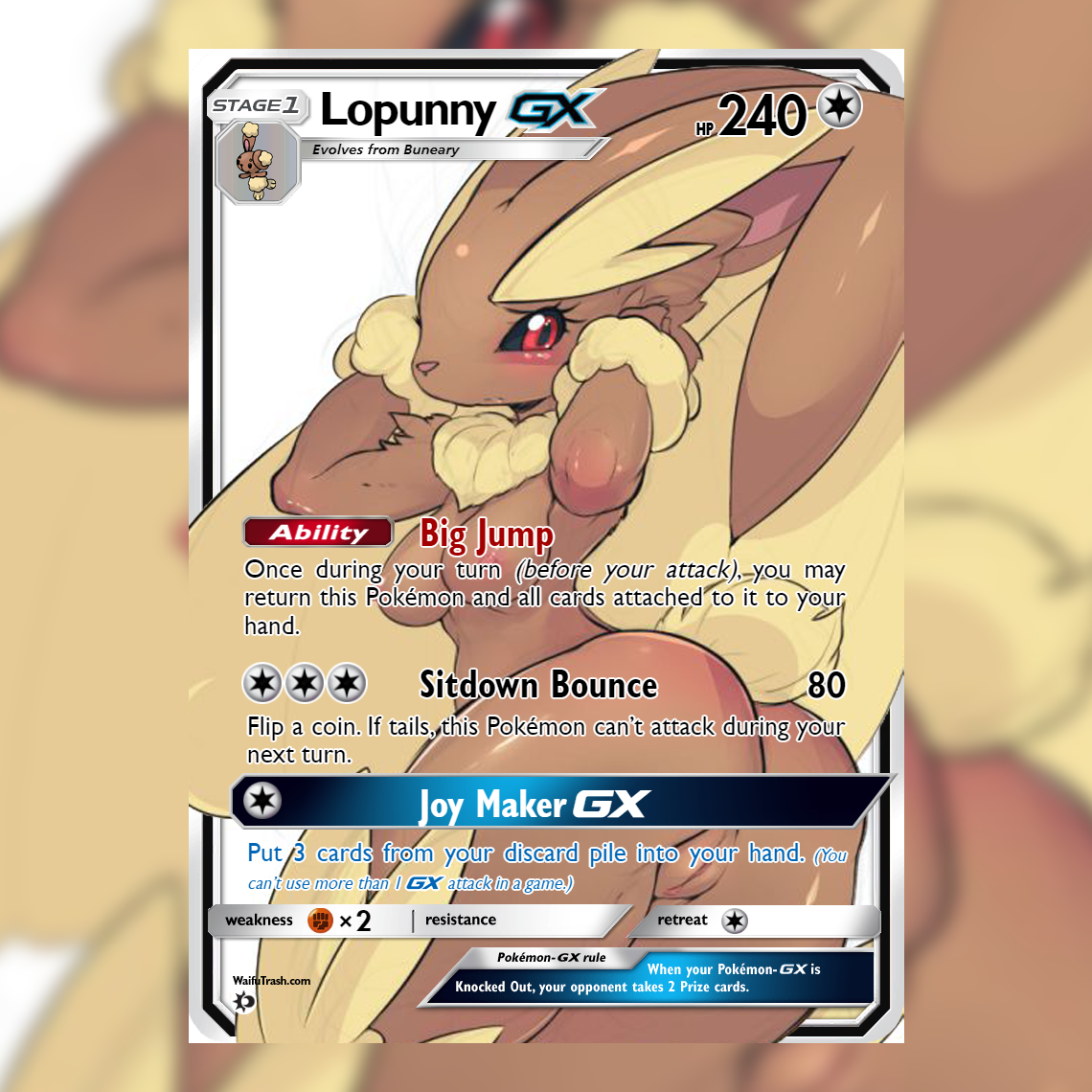 Lopunny VMAX Furry Full Art   Waifu Trading Card Holofoil