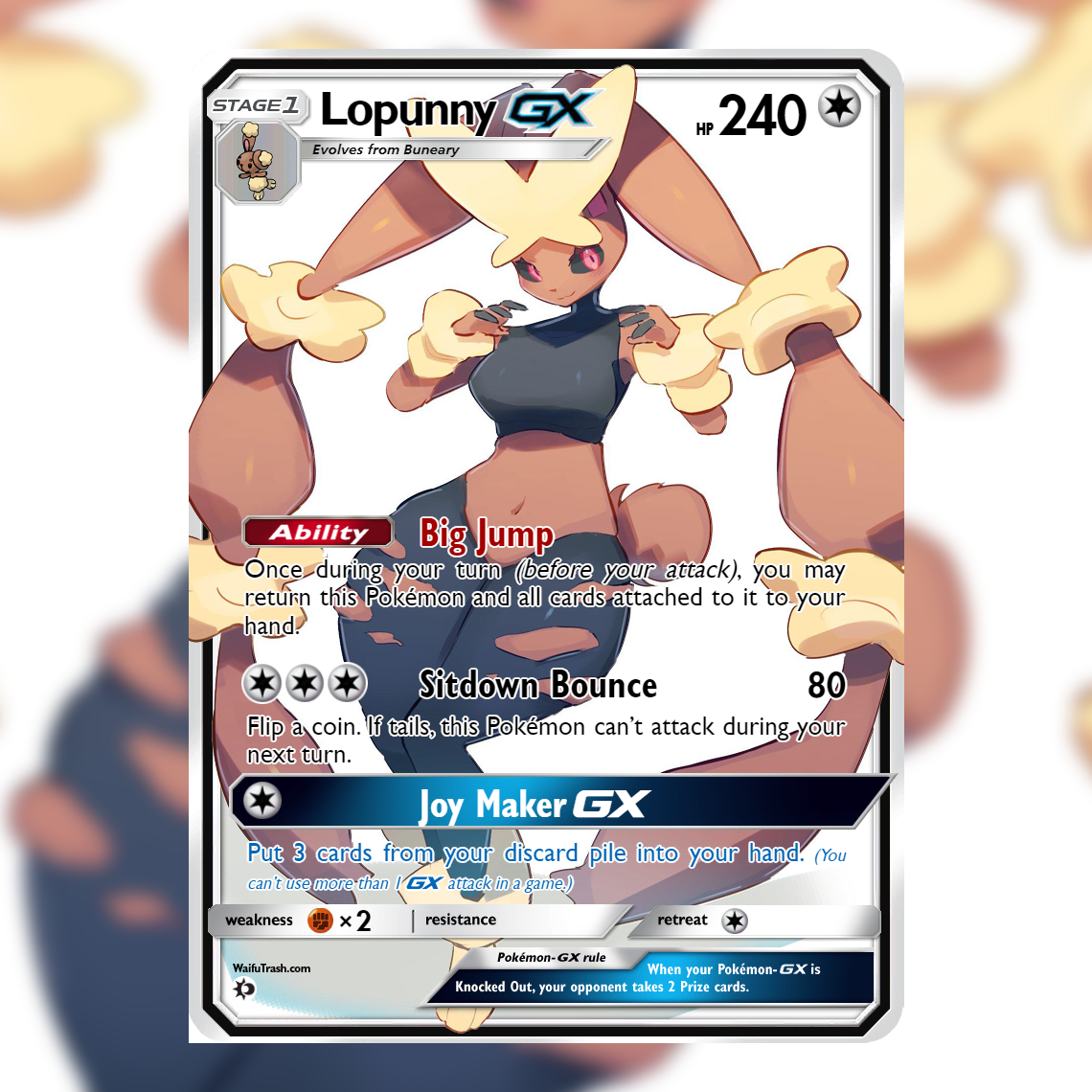 Lopunny VMAX Furry Full Art   Waifu Trading Card Holofoil
